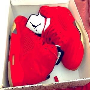 It’s Jordan 5 Retro red suede